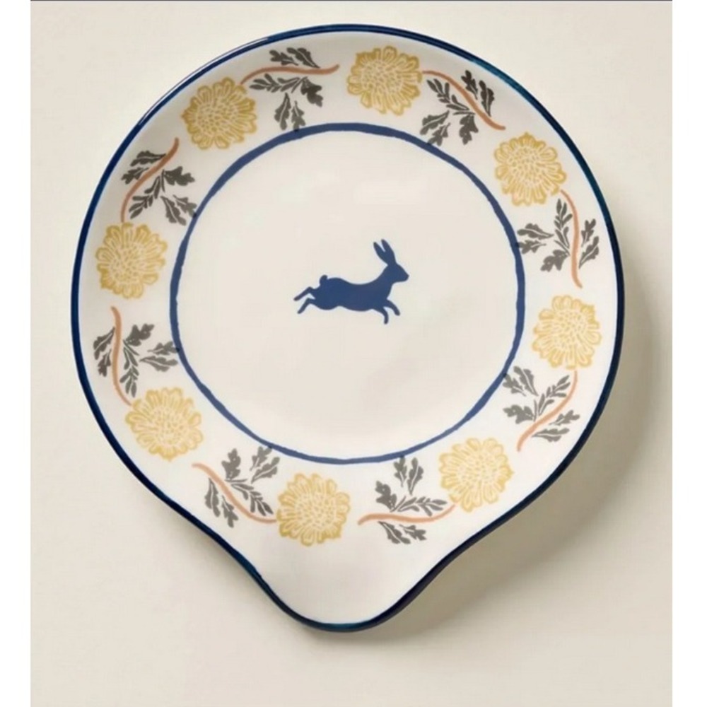Anthropologie Millie Spoon Rest Yellow Rabbit Kitchen Decor Farmhouse‎